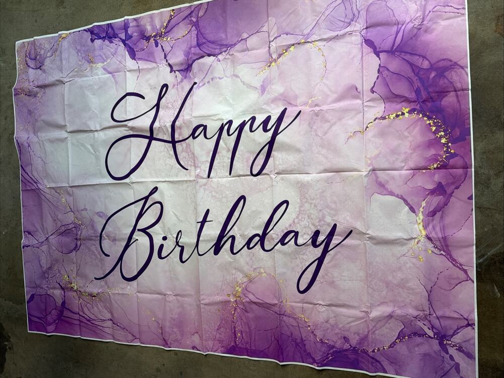7x5ft Purple Happy Birthday Backdrop